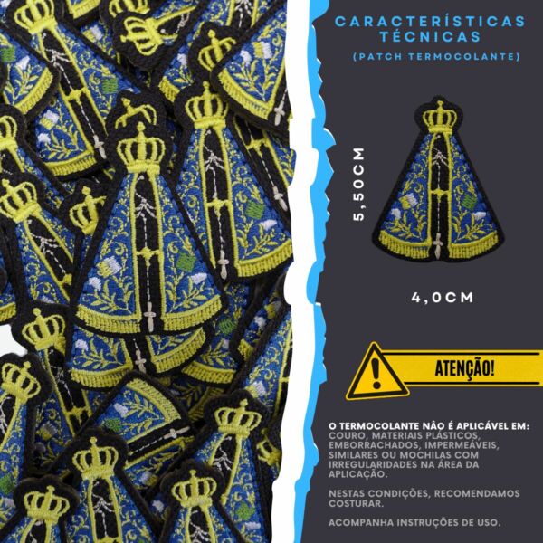 PATCH BORDADO NOSSA SENHORA APARECIDA - DESCRITIVO TÉCNICO TERMOCOLANTE