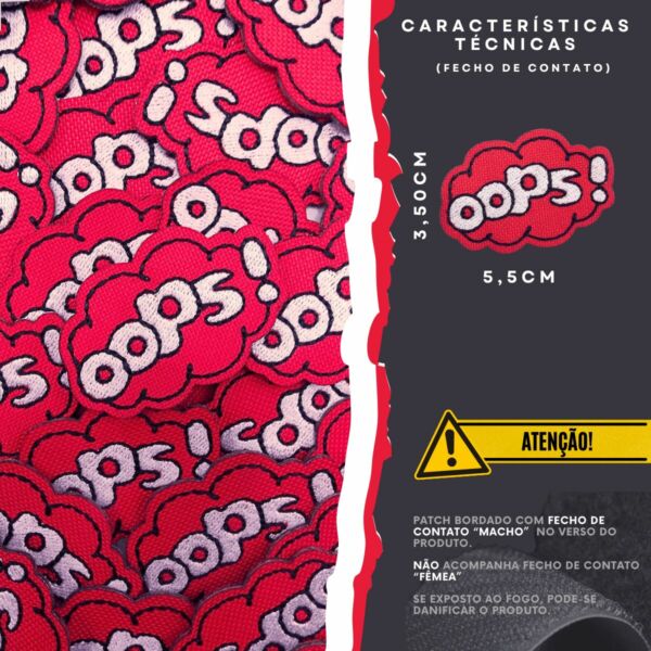 Patch Bordado OOPs - DESCRITIVO TÉCNICO FECHO DE CONTATO