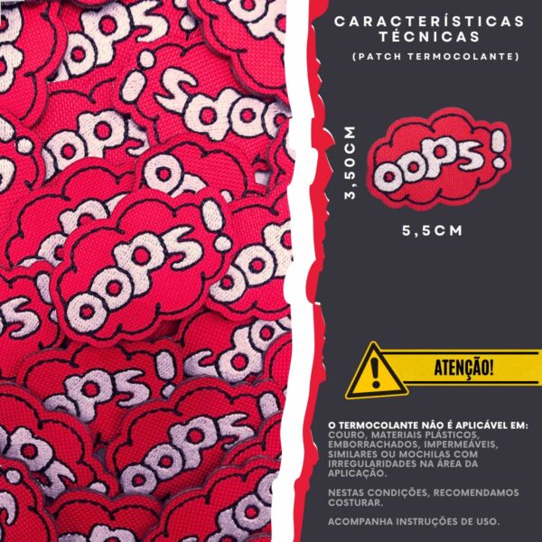 Patch Bordado OOPs - DESCRITIVO TÉCNICO TERMOCOLANTE