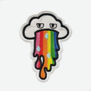Patch Bordado Nuvem Arco-Íris, Aplique Decorativo com Gotas Coloridas