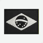 Patch Bordado Bandeira Do Brasil - Emblema Nacional Negativo Preto e Branco