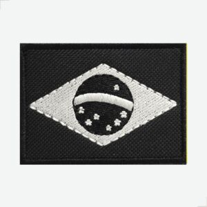 Patch Bordado Bandeira Do Brasil - Emblema Nacional Negativo Preto e Branco