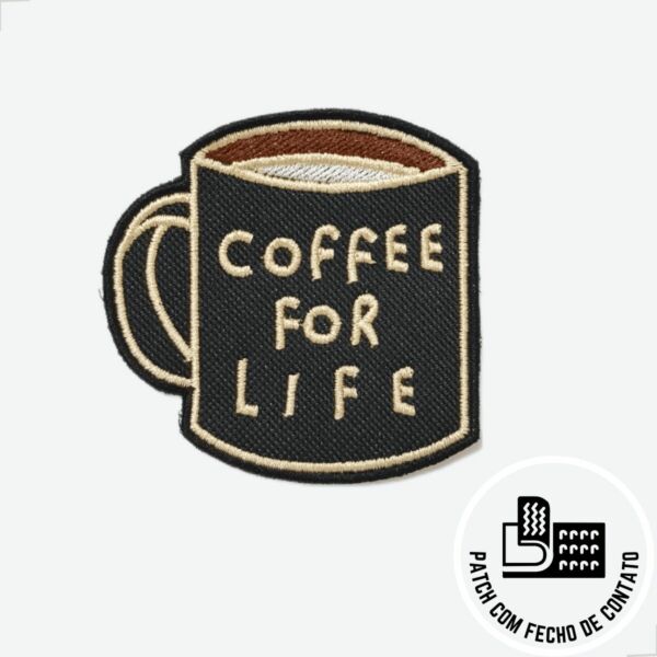 Patch Bordado Decorativo 'Coffee For Life', Xícara de Café - Imagem 3