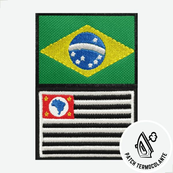 Kit Patch Bordado Brasil E Estado De São Paulo - Imagem 2