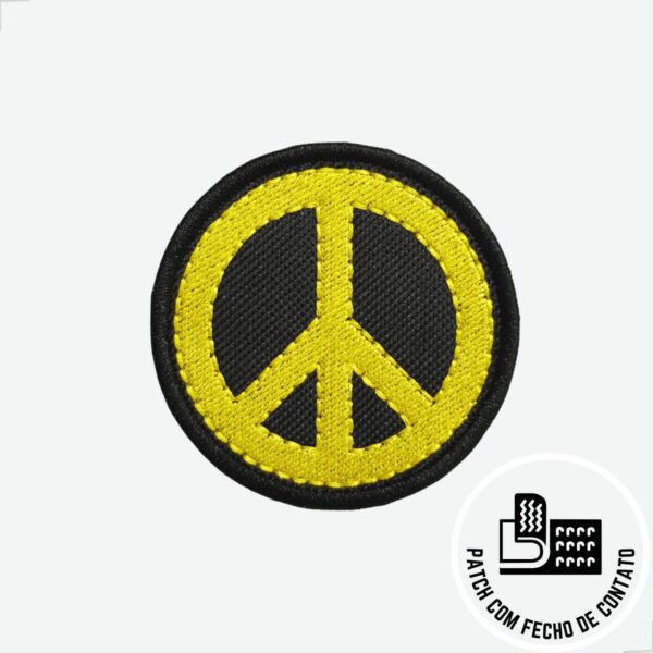 Patch Bordado Símbolo da Paz, Emblema Circular Amarelo e Preto - Imagem 2