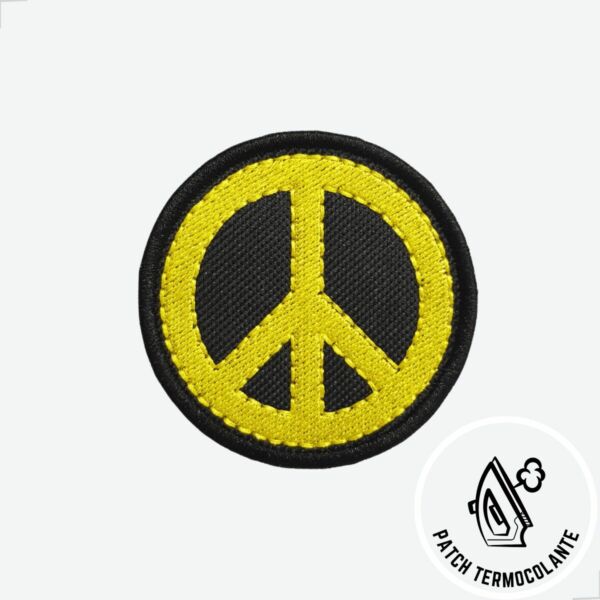 Patch Bordado Símbolo da Paz, Emblema Circular Amarelo e Preto - Imagem 3