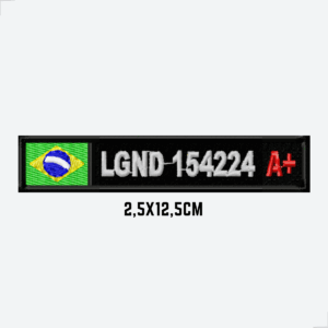 patch com nome bordado 2,5x12,5cm com bandeira para uniforme profissional