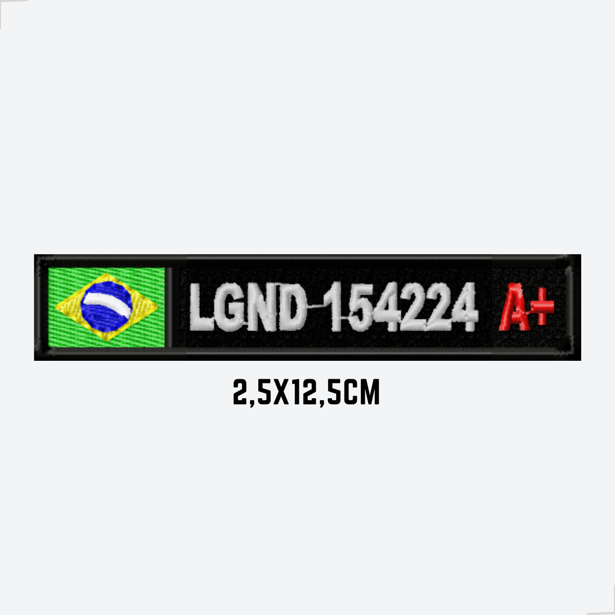 patch com nome bordado 2,5x12,5cm com bandeira para uniforme profissional