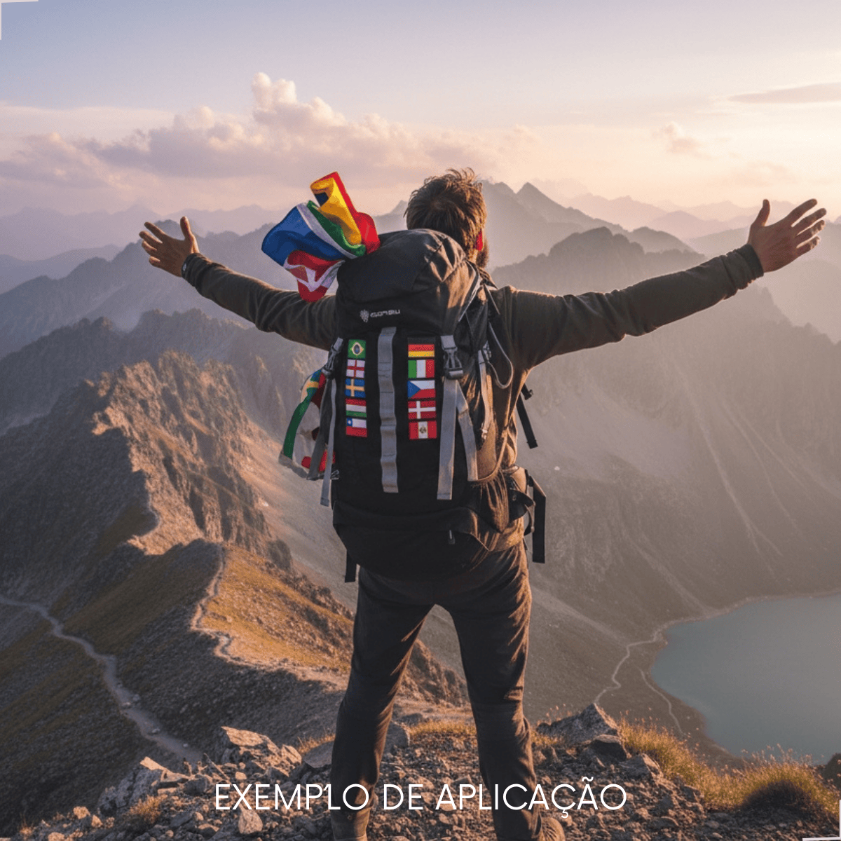 Mini Bandeira Bordada para Mochileiros Todos os Países e estados Brasileiros