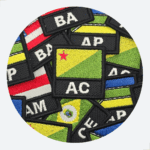 Kit 10 Patch Bordado Bandeira Do Seu Estado Com Sigla 4x4cm