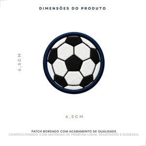 Patch bordado bola de futebol 6,5 cm com medidas