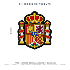 Dimensões do patch bordado escudo da Espanha 10 cm