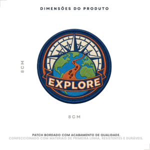 Patch bordado Explore viagem com 8cm de largura e altura