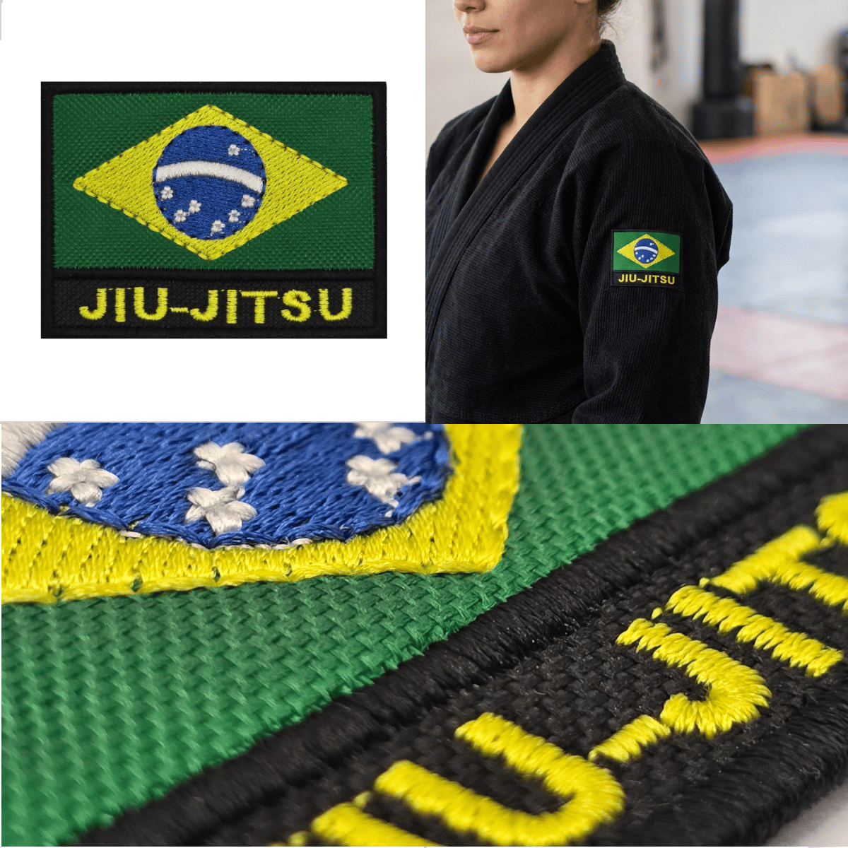 Patch Bordado Jiu-jitsu Brasil Para Kimono 8x6cm Resistente Preto Brasil - Imagem 5
