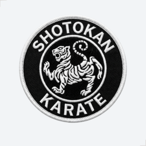 Patch bordado Karate Shotokan com tigre preto e branco