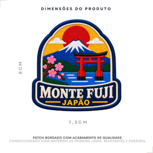 Dimensões do patch bordado Monte Fuji: 7,5 × 8 cm